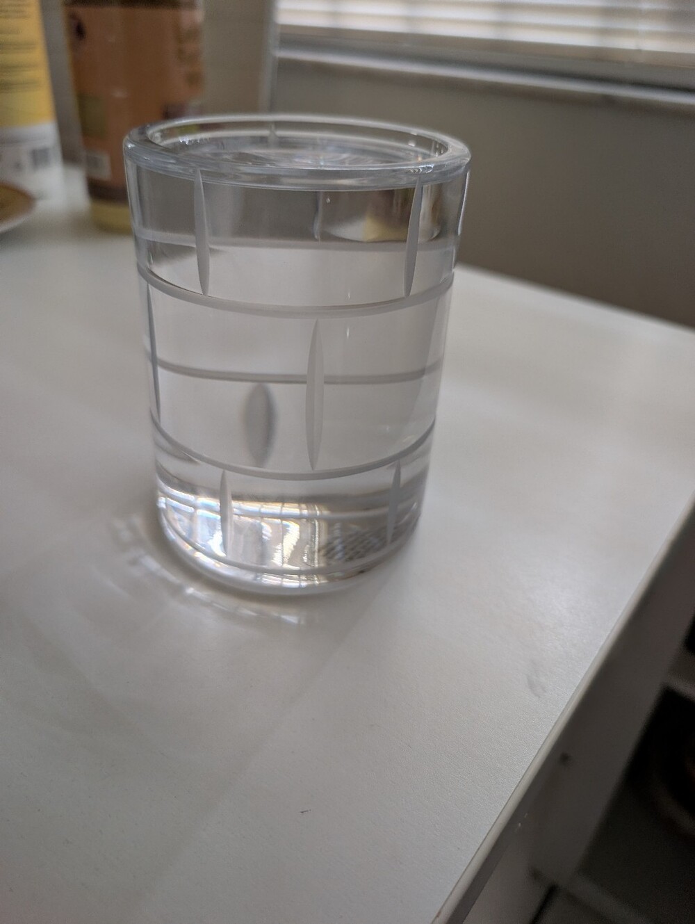 Clear Glass Tumbler with Etched Bands - Clear